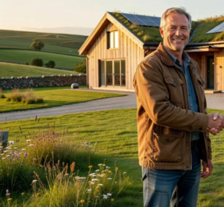 Rural property with fields and woodland, representing a successful consulting project