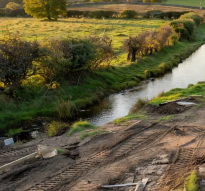 Environmental compliance project imagery showing land before and after intervention.